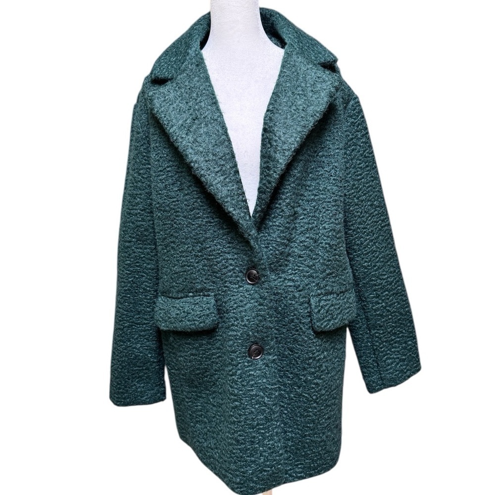 Bernardo Forest Green Textured Wool Blend Coat Jacket Size M